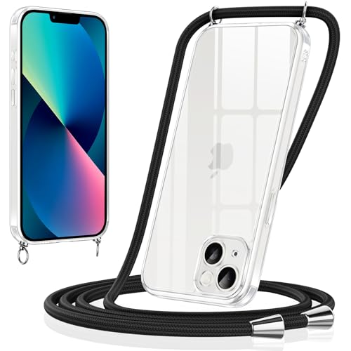 Xiltlly Handykette für iPhone 13 Hülle mit Band Kette Handyhülle Ultra Dünn Weich TPU Silikon Transparent zum Umhängen Stoßfest mit Kordel Necklace Schnur Schutzhülle Bumper Case für iPhone13, Schwarz Xiltlly Handykette für iPhone 13 Hülle mit Band Kette Handyhülle Ultra Dünn Weich TPU Silikon Transparent zum Umhängen Stoßfest mit Kordel Necklace Schnur Schutzhülle Bumper Case für iPhone13, Schwarz von Xiltlly