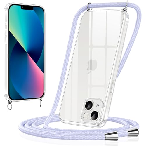 Xiltlly Handykette für iPhone 13 Mini Hülle mit Band Kette Handyhülle Dünn TPU Silikon Transparent zum Umhängen Stoßfest mit Kordel Necklace Schnur Schutzhülle Bumper Case für iPhone 13mini, Violett Xiltlly Handykette für iPhone 13 Mini Hülle mit Band Kette Handyhülle Dünn TPU Silikon Transparent zum Umhängen Stoßfest mit Kordel Necklace Schnur Schutzhülle Bumper Case für iPhone 13mini, Violett von Xiltlly