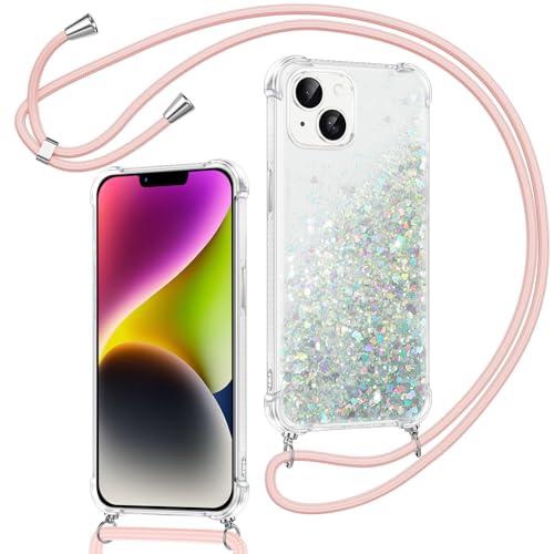 Xiltlly Handykette für iPhone 14/iPhone 13 Hülle mit Band, Glitzer Flüssig Durchsichtig Transparent Silikon Handyhülle mit Kette Kordel zum Umhängen Necklace Stoßfest Kratzfest Schutzhülle, Silber Xiltlly Handykette für iPhone 14/iPhone 13 Hülle mit Band, Glitzer Flüssig Durchsichtig Transparent Silikon Handyhülle mit Kette Kordel zum Umhängen Necklace Stoßfest Kratzfest Schutzhülle, Silber von Xiltlly