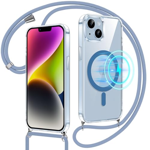Xiltlly Handykette für iPhone 14/iPhone 13 Hülle mit Band, Kompatibel mit MagSafe, Transparent Magnetische Handyhülle mit Kordel Necklace, Lanyard Schutzhülle Stoßfest für iPhone 14/iPhone 13, Blau Xiltlly Handykette für iPhone 14/iPhone 13 Hülle mit Band, Kompatibel mit MagSafe, Transparent Magnetische Handyhülle mit Kordel Necklace, Lanyard Schutzhülle Stoßfest für iPhone 14/iPhone 13, Blau von Xiltlly
