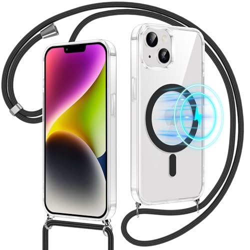 Xiltlly Handykette für iPhone 14/iPhone 13 Hülle mit Band, Kompatibel mit MagSafe, Transparent Magnetische Handyhülle mit Kordel Necklace, Lanyard Schutzhülle Stoßfest für iPhone 14/iPhone 13, Schwarz Xiltlly Handykette für iPhone 14/iPhone 13 Hülle mit Band, Kompatibel mit MagSafe, Transparent Magnetische Handyhülle mit Kordel Necklace, Lanyard Schutzhülle Stoßfest für iPhone 14/iPhone 13, Schwarz von Xiltlly