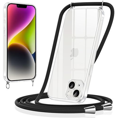 Xiltlly Handykette für iPhone 14 Plus Hülle mit Band Kette Handyhülle Dünn TPU Silikon Transparent zum Umhängen Stoßfest mit Kordel Necklace Schnur Schutzhülle Bumper Case für iPhone 14Plus, Schwarz Xiltlly Handykette für iPhone 14 Plus Hülle mit Band Kette Handyhülle Dünn TPU Silikon Transparent zum Umhängen Stoßfest mit Kordel Necklace Schnur Schutzhülle Bumper Case für iPhone 14Plus, Schwarz von Xiltlly