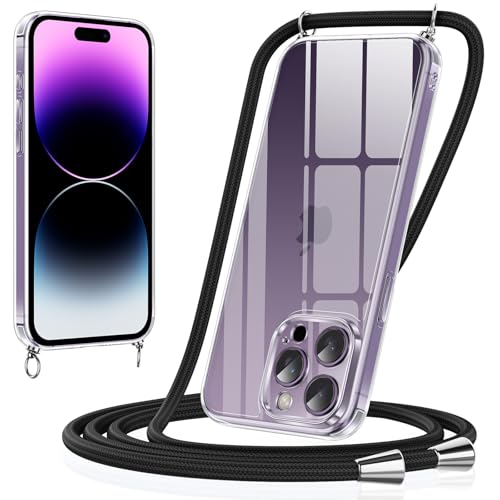 Xiltlly Handykette für iPhone 14 Pro Hülle mit Band Kette Handyhülle Dünn TPU Silikon Transparent zum Umhängen Stoßfest mit Kordel Necklace Schnur Schutzhülle Bumper Case für iPhone 14Pro, Schwarz Xiltlly Handykette für iPhone 14 Pro Hülle mit Band Kette Handyhülle Dünn TPU Silikon Transparent zum Umhängen Stoßfest mit Kordel Necklace Schnur Schutzhülle Bumper Case für iPhone 14Pro, Schwarz von Xiltlly
