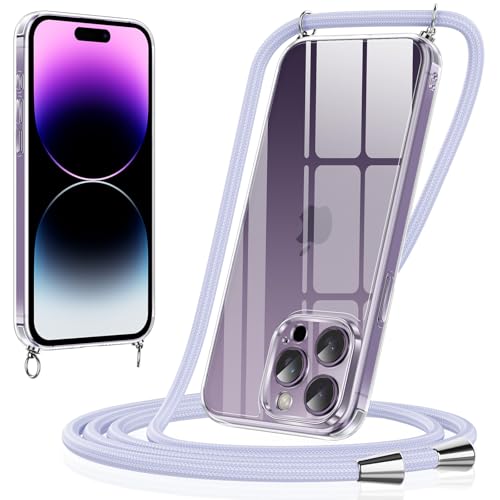 Xiltlly Handykette für iPhone 14 Pro Max Hülle mit Band Kette Handyhülle TPU Silikon Transparent zum Umhängen Stoßfest mit Kordel Necklace Schnur Schutzhülle Bumper Case für iPhone 14Pro Max, Violett Xiltlly Handykette für iPhone 14 Pro Max Hülle mit Band Kette Handyhülle TPU Silikon Transparent zum Umhängen Stoßfest mit Kordel Necklace Schnur Schutzhülle Bumper Case für iPhone 14Pro Max, Violett von Xiltlly