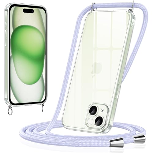 Xiltlly Handykette für iPhone 15 Plus Hülle mit Band Kette Handyhülle Dünn TPU Silikon Transparent zum Umhängen Stoßfest mit Kordel Necklace Schnur Schutzhülle Bumper Case für iPhone 15Plus, Violett Xiltlly Handykette für iPhone 15 Plus Hülle mit Band Kette Handyhülle Dünn TPU Silikon Transparent zum Umhängen Stoßfest mit Kordel Necklace Schnur Schutzhülle Bumper Case für iPhone 15Plus, Violett von Xiltlly