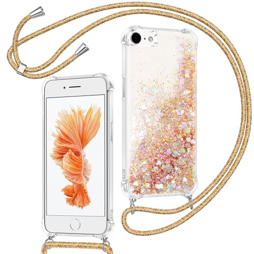 Xiltlly Handykette für iPhone 6/iPhone 6s Hülle mit Band, Glitzer Flüssig Durchsichtig Transparent Silikon Handyhülle mit Kette Kordel zum Umhängen Necklace Stoßfest Kratzfest Schutzhülle, Gold Xiltlly Handykette für iPhone 6/iPhone 6s Hülle mit Band, Glitzer Flüssig Durchsichtig Transparent Silikon Handyhülle mit Kette Kordel zum Umhängen Necklace Stoßfest Kratzfest Schutzhülle, Gold von Xiltlly