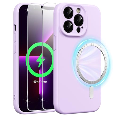 Xiltlly Magnetisch Silikon Hülle für iPhone 13 Pro Max 6,7 Zoll mit 2 Stück Schutzfolie, Kompatibel mit MagSafe, Stoßfeste Kratzfeste Handyhülle für iPhone 13 Pro Max, Lila Xiltlly Magnetisch Silikon Hülle für iPhone 13 Pro Max 6,7 Zoll mit 2 Stück Schutzfolie, Kompatibel mit MagSafe, Stoßfeste Kratzfeste Handyhülle für iPhone 13 Pro Max, Lila von Xiltlly