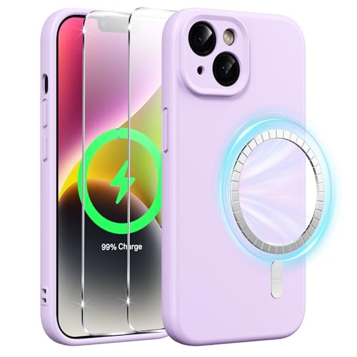 Xiltlly Magnetisch Silikon Hülle für iPhone 14 6,1 Zoll mit 2 Stück Schutzfolie, Kompatibel mit MagSafe, Stoßfeste Kratzfeste Handyhülle für iPhone 14, Lila Xiltlly Magnetisch Silikon Hülle für iPhone 14 6,1 Zoll mit 2 Stück Schutzfolie, Kompatibel mit MagSafe, Stoßfeste Kratzfeste Handyhülle für iPhone 14, Lila von Xiltlly