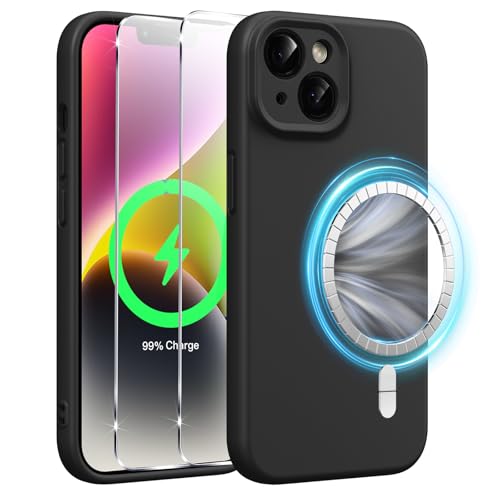 Xiltlly Magnetisch Silikon Hülle für iPhone 14 6,1 Zoll mit 2 Stück Schutzfolie, Kompatibel mit MagSafe, Stoßfeste Kratzfeste Handyhülle für iPhone 14, Schwarz Xiltlly Magnetisch Silikon Hülle für iPhone 14 6,1 Zoll mit 2 Stück Schutzfolie, Kompatibel mit MagSafe, Stoßfeste Kratzfeste Handyhülle für iPhone 14, Schwarz von Xiltlly