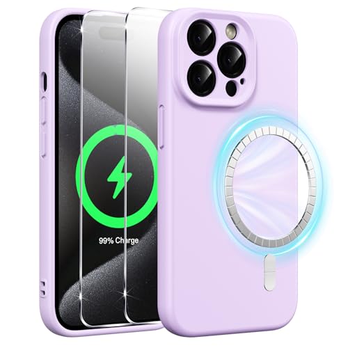 Xiltlly Magnetisch Silikon Hülle für iPhone 15 Pro 6,1 Zoll mit 2 Stück Schutzfolie, Kompatibel mit MagSafe, Stoßfeste Kratzfeste Handyhülle für iPhone 15 Pro, Lila Xiltlly Magnetisch Silikon Hülle für iPhone 15 Pro 6,1 Zoll mit 2 Stück Schutzfolie, Kompatibel mit MagSafe, Stoßfeste Kratzfeste Handyhülle für iPhone 15 Pro, Lila von Xiltlly