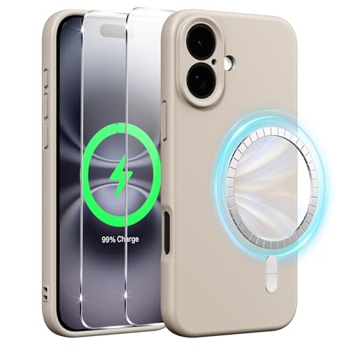 Xiltlly Magnetisch Silikon Hülle für iPhone 16 6,1 Zoll mit 2 Stück Schutzfolie, Kompatibel mit MagSafe, Stoßfeste Kratzfeste Handyhülle für iPhone 16, Grau Xiltlly Magnetisch Silikon Hülle für iPhone 16 6,1 Zoll mit 2 Stück Schutzfolie, Kompatibel mit MagSafe, Stoßfeste Kratzfeste Handyhülle für iPhone 16, Grau von Xiltlly