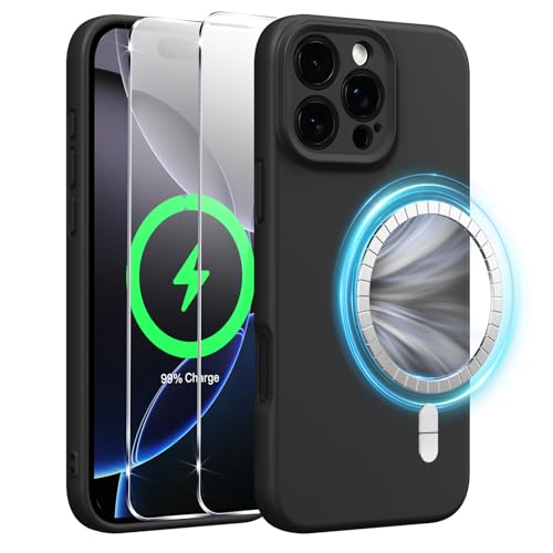 Xiltlly Magnetisch Silikon Hülle für iPhone 16 Pro 6,3 Zoll mit 2 Stück Schutzfolie, Kompatibel mit MagSafe, Stoßfeste Kratzfeste Handyhülle für iPhone 16 Pro, Schwarz Xiltlly Magnetisch Silikon Hülle für iPhone 16 Pro 6,3 Zoll mit 2 Stück Schutzfolie, Kompatibel mit MagSafe, Stoßfeste Kratzfeste Handyhülle für iPhone 16 Pro, Schwarz von Xiltlly