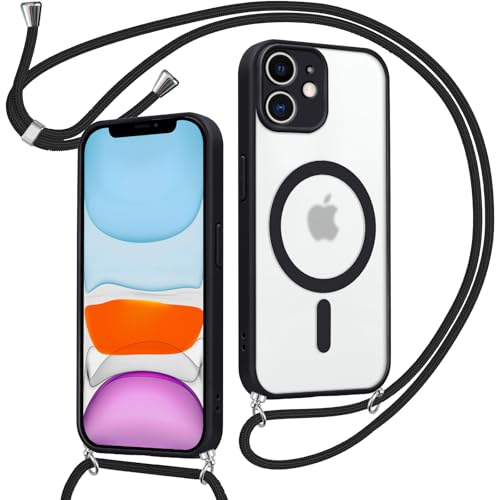Xiltlly Magnetische Handykette für iPhone 11 6.1" Hülle mit Band, Kompatibel mit Magsafe, Matt Transluzente PC + TPU Stoßfest Schutzhülle mit Abnehmbar Kordel zum Umhängen Case für iPhone 11, Schwarz Xiltlly Magnetische Handykette für iPhone 11 6.1" Hülle mit Band, Kompatibel mit Magsafe, Matt Transluzente PC + TPU Stoßfest Schutzhülle mit Abnehmbar Kordel zum Umhängen Case für iPhone 11, Schwarz von Xiltlly