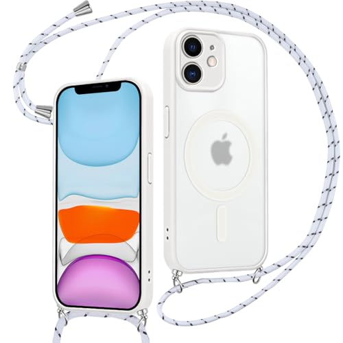Xiltlly Magnetische Handykette für iPhone 11 6.1" Hülle mit Band, Kompatibel mit Magsafe, Matt Transluzente PC + TPU Stoßfest Schutzhülle mit Abnehmbar Kordel zum Umhängen Case für iPhone 11, Weiß Xiltlly Magnetische Handykette für iPhone 11 6.1" Hülle mit Band, Kompatibel mit Magsafe, Matt Transluzente PC + TPU Stoßfest Schutzhülle mit Abnehmbar Kordel zum Umhängen Case für iPhone 11, Weiß von Xiltlly