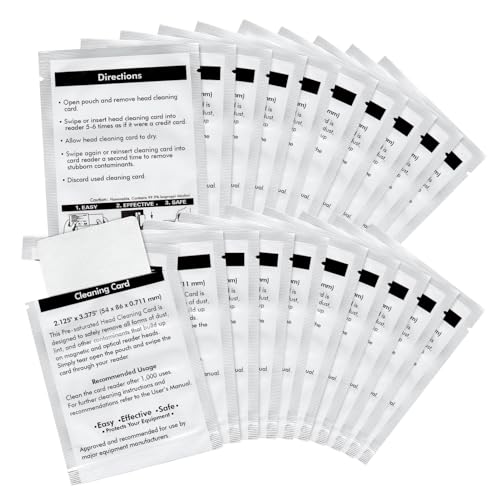 Xinafan Reinigungskarte 60622, kompatibel mit Dymo LabelWriter 550 450 5XL 4XL Etikettendrucker, Reinigungsblätter Swipe, 8,5 x 5,4 cm Kartenleser, POS Direct Thermal Swiper Reiniger, 20 Stück von Xinafan