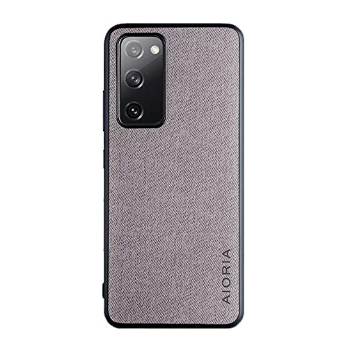 Xindemei Luxus Textil Stoff Hülle TPU Soft Frame Stoßfeste Rückseite für Samsung Galaxy S20 FE 5G (Hellgrau) von Xindemei