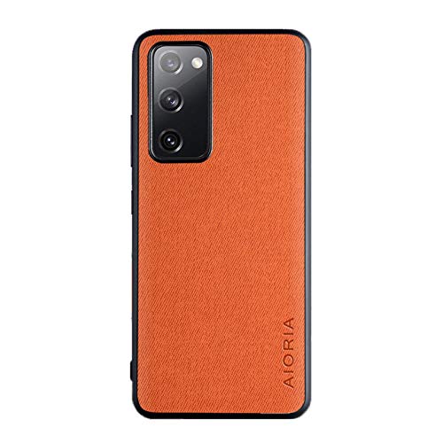 Xindemei Luxus Textil Stoff Hülle TPU Soft Frame Stoßfeste Rückseite für Samsung Galaxy S20 FE 5G (Orange) von Xindemei
