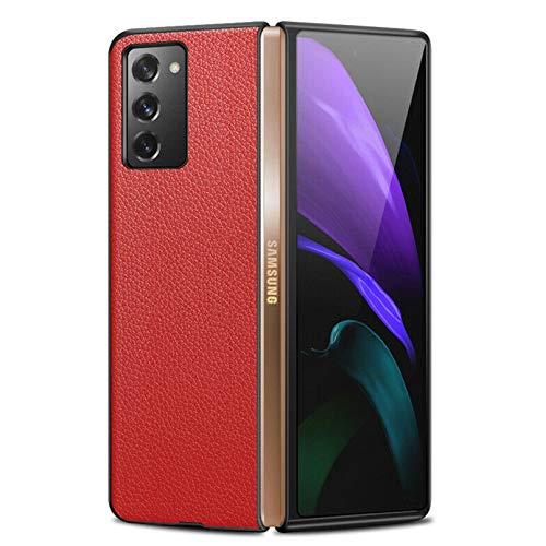 Xindemei Luxus stoßfeste Hybrid-Leder-Handyhülle Ganzkörper-Schutzhülle für Samsung Galaxy Z Fold 2 5G (rot) von Xindemei