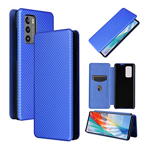 Xindemei für LG Wing 5G Kohlefaser Flip Wallet Case, PU Leder Folio Phone Case stoßfeste Schutzhülle (Blau) von Xindemei
