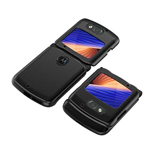 Xindemei für Motorola Razr 5G Kohlefaser Kunstleder Handyhülle Schutzhülle Hybrid Hard Hard Shockproof Bumper Case von Xindemei