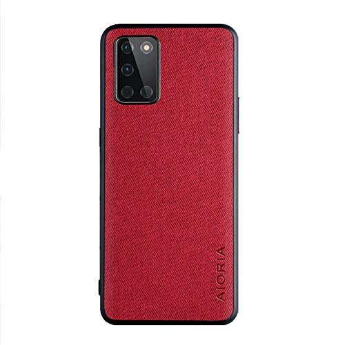 Xindemei für OnePlus 8T Luxus Textil Stoffetui TPU Soft Frame Stoßfeste Rückabdeckung (rot) von Xindemei