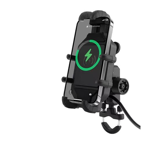 XingPuBhD GPS Navigations Halterung Outdoor Motorrad Reiten Stoßdämpfung Handy Halterung Acht Klaue Feste Halterung Drahtlose Lade Navigation Halter Telefonhalterung (Size : Charging- Handlebar) von XingPuBhD