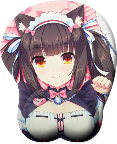 Xingbiyou 3D Anime Mauspads, NEKOPARA Chocolate,Kieselgel, Handgelenkstütze von Xingbiyou