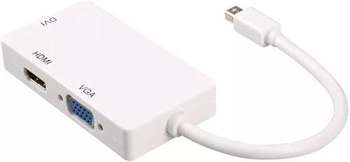 3-in-1 Mini DP auf HDMI, DVI, Adapter VGA 4K Mini Displayport Konverter, Thunderbolt 2 auf VGA HDMI DVI (Stecker auf Buchse) für MacBook, PC, Projektor, Surface Pro von Xingdianfu