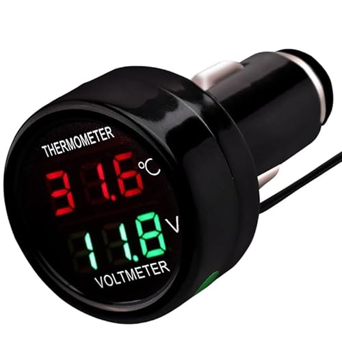 Auto Digitales Voltmeter Thermometer DC 12V 24V 36V, 2 IN 1 LED Spannungsüberwachung Temperaturmessgerät Meter Monitor Tester Gauge Anzeige Für Auto-Auto LKW Bus von Xingdianfu