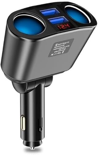 KFZ-Ladegerät-Verteiler, KFZ-Ladegerät, Zigarettenanzünder-Adapter mit 2 Steckdosen, Doppel-USB-Anschlüsse, Kfz-Ladegerät mit LED-Spannungsanzeige KFZ-Ladegerät-Verteiler, KFZ-Ladegerät, Zigarettenanzünder-Adapter mit 2 Steckdosen, Doppel-USB-Anschlüsse, Kfz-Ladegerät mit LED-Spannungsanzeige von Xingdianfu