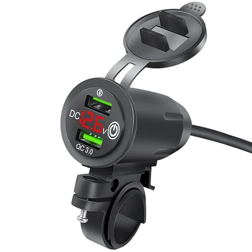 Motorrad USB Steckdose,12V/24V Auto Ladegerät mit Dual QC 3.0 USB Steckdose,Kfz Ladegerät Buchse mit LED Voltmeter für Motorrad,Wohnmobil,Auto,LKW Motorrad USB Steckdose,12V/24V Auto Ladegerät mit Dual QC 3.0 USB Steckdose,Kfz Ladegerät Buchse mit LED Voltmeter für Motorrad,Wohnmobil,Auto,LKW von Xingdianfu