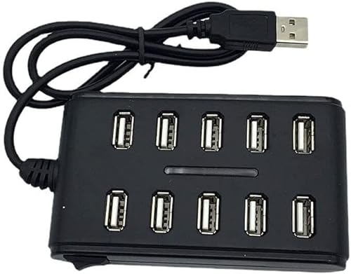 Splitter 10 Port Hub USB 2.0, Hub USB Adapter für Maus, Tastatur, Drucker, Pen Drive von Xingdianfu