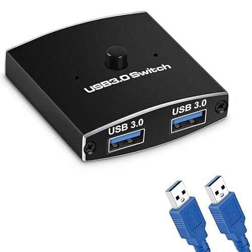 USB 3.0 Switch Selector KVM Switch 5 Gbps 2 in 1 Out USB Splitter USB 3.0 Zwe V7J5 für 2 Computer Share Tastatur Maus Drucker, mit 2 USB-Kabel von Xingdianfu