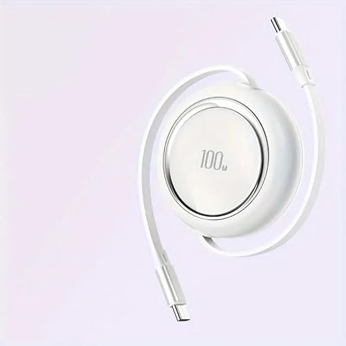 USB C Kabel, einziehbares Schnellladedatenkabel 100W, einziehbares USB C auf USB C Kabel, Spule Kabel Schnellladekabel (Weiß) von Xingdianfu