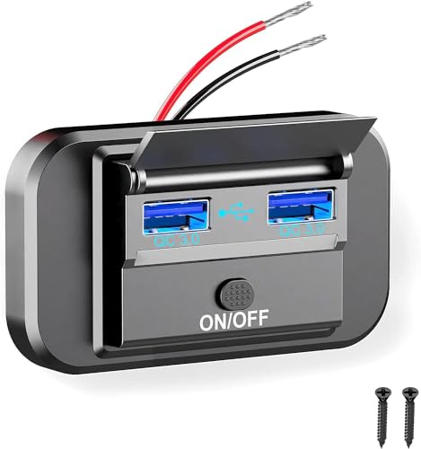 USB C Steckdose 12V/24V PD & QC 3.0 USB KFZ Ladegerät Dose Schnelllade-Steckdose mit ON/Off Schalter für Auto Boot LKW von Xingdianfu