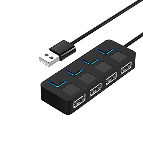 USB HUB, 4 Ports USB 2.0 Hub Splitter Mit Einzelnen Schalter Und Einzelnen LEDs für PC, Laptop von Xingdianfu