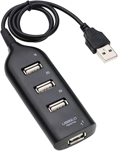 USB-Hub, 4 Ports, 2.0, Multiport-Adapter, USB, Spender, Micro 4 Ports, kabelgebunden, Schwarz, Multihub für Computer PC von Xingdianfu