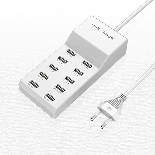 USB ladegerät mehrfach, 10 Fach USB Schnellladestation Hub Mehrfach Multi USB Port Ladegerät Adapter von Xingdianfu