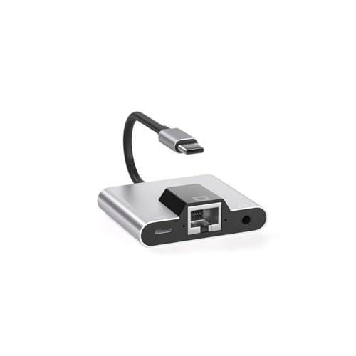 USB zu Ethernet Adapter, Typ-C zu Ethernet USB C zu 3.5mm Audio PD Schnellladen LAN Netzwerk Adapt von Xingdianfu