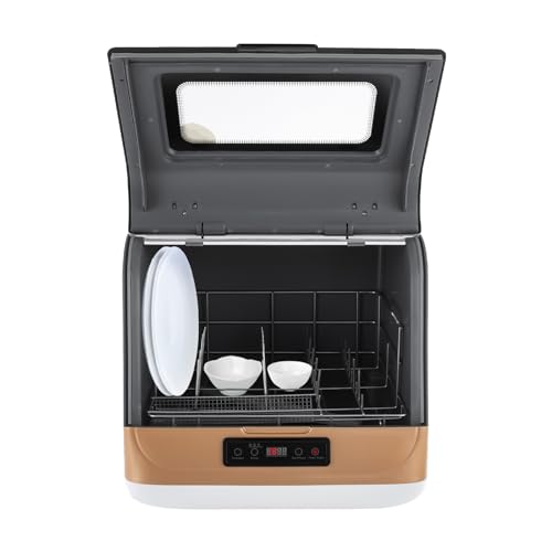 Tisch-Geschirrspüler, 800W Mini Spülmaschine mit 3 Waschmodi, Trocknung & Sichtfenster und herausnehmbarem Filter, Edelstahl PP/ABS, für Wohnungen, Schlafsäle und Wohnmobile (Gold) von Xingfx