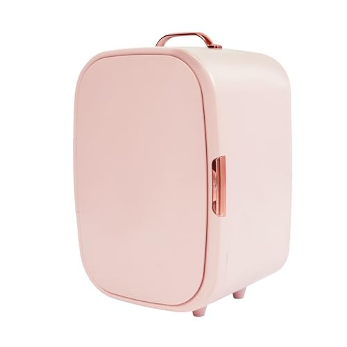 Xingfx Kosmetikkühlschrank 12L mit Kühlung & Heizung – ABS & Aluminium, Leise <20dB, Auto/Haushalt, 2 Trennwände & Dichtung für Kosmetik, Obst oder Getränke (Rosa) von Xingfx