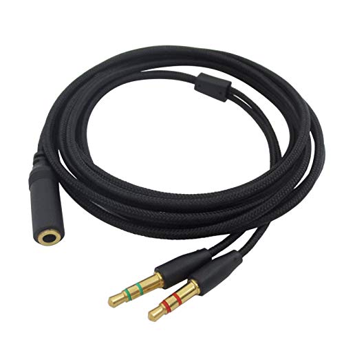 Xingsiyue Verlängerungs Kabel 2-in-1 Audio Cablel Kompatibel für Razer Kraken 7.1 V2 Headset - 3.5 mm Buchse auf 2 Dual 3.5 mm Stecker von Xingsiyue