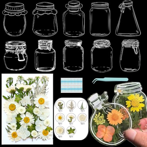 Lesezeichen mit getrockneten Blumen, handgefertigt, transparent, gepresste Blumen, Lesezeichen-Set, personalisierbar, klares Glas, Wunschflasche, Bastel-Seitenmarker, Clips, Geschenke (Flasche C Lesezeichen mit getrockneten Blumen, handgefertigt, transparent, gepresste Blumen, Lesezeichen-Set, personalisierbar, klares Glas, Wunschflasche, Bastel-Seitenmarker, Clips, Geschenke (Flasche C von Xinhelan