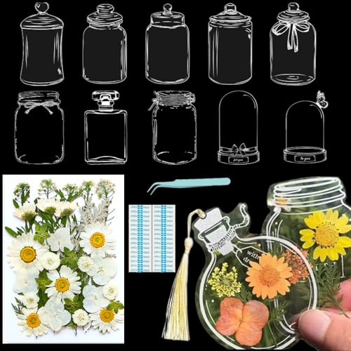 Lesezeichen zum Selbermachen, getrocknete Blumen, handgefertigt, transparent, gepresste Blumen, Lesezeichen-Set, personalisierbar, klares Glas, Wunschflasche, Bastel-Seitenmarker, Clips, Geschenke Lesezeichen zum Selbermachen, getrocknete Blumen, handgefertigt, transparent, gepresste Blumen, Lesezeichen-Set, personalisierbar, klares Glas, Wunschflasche, Bastel-Seitenmarker, Clips, Geschenke von Xinhelan