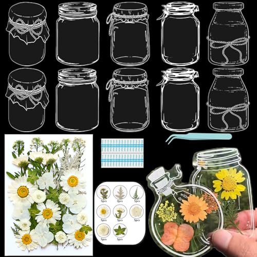 Lesezeichen zum Selbermachen, getrocknete Blumen, handgefertigt, transparent, gepresste Blumen, Lesezeichen-Set, personalisierbar, klares Glas, Wunschflasche, Bastel-Seitenmarker, Clips, Geschenke Lesezeichen zum Selbermachen, getrocknete Blumen, handgefertigt, transparent, gepresste Blumen, Lesezeichen-Set, personalisierbar, klares Glas, Wunschflasche, Bastel-Seitenmarker, Clips, Geschenke von Xinhelan