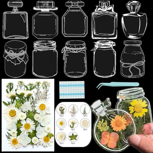 Lesezeichen zum Selbermachen, getrocknete Blumen, handgefertigt, transparent, gepresste Blumen, Lesezeichen-Set, personalisierbar, klares Glas, Wunschflasche, Bastel-Seitenmarker, Clips, Geschenke Lesezeichen zum Selbermachen, getrocknete Blumen, handgefertigt, transparent, gepresste Blumen, Lesezeichen-Set, personalisierbar, klares Glas, Wunschflasche, Bastel-Seitenmarker, Clips, Geschenke von Xinhelan