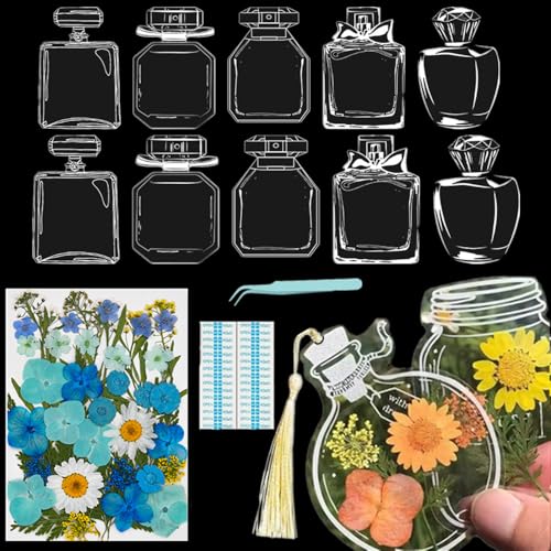 Lesezeichen zum Selbermachen, getrocknete Blumen, handgefertigt, transparent, gepresste Blumen, Lesezeichen-Set, personalisierbar, klares Glas, Wunschflasche, Bastel-Seitenmarker, Clips, Geschenke Lesezeichen zum Selbermachen, getrocknete Blumen, handgefertigt, transparent, gepresste Blumen, Lesezeichen-Set, personalisierbar, klares Glas, Wunschflasche, Bastel-Seitenmarker, Clips, Geschenke von Xinhelan