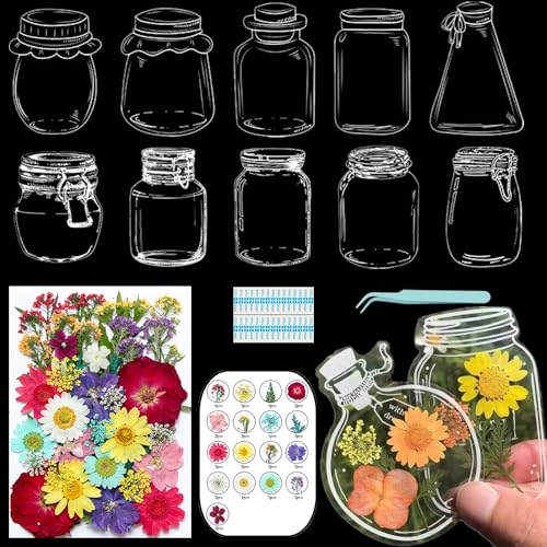 Lesezeichen zum Selbermachen, getrocknete Blumen, handgefertigt, transparent, gepresste Blumen, Lesezeichen-Set, personalisierbar, klares Glas, Wunschflasche, Bastel-Seitenmarker, Clips, Geschenke Lesezeichen zum Selbermachen, getrocknete Blumen, handgefertigt, transparent, gepresste Blumen, Lesezeichen-Set, personalisierbar, klares Glas, Wunschflasche, Bastel-Seitenmarker, Clips, Geschenke von Xinhelan