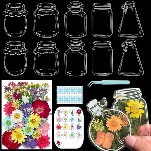 Lesezeichen zum Selbermachen, getrocknete Blumen, handgefertigt, transparent, gepresste Blumen, Lesezeichen-Set, personalisierbar, klares Glas, Wunschflasche, Bastel-Seitenmarker, Clips, Geschenke Lesezeichen zum Selbermachen, getrocknete Blumen, handgefertigt, transparent, gepresste Blumen, Lesezeichen-Set, personalisierbar, klares Glas, Wunschflasche, Bastel-Seitenmarker, Clips, Geschenke von Xinhelan