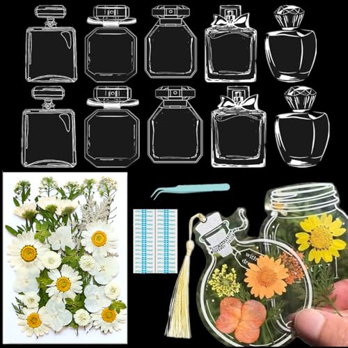 Lesezeichen zum Selbermachen, getrocknete Blumen, handgefertigt, transparent, gepresste Blumen, Lesezeichen-Set, personalisierbar, klares Glas, Wunschflasche, Bastel-Seitenmarker, Clips, Geschenke Lesezeichen zum Selbermachen, getrocknete Blumen, handgefertigt, transparent, gepresste Blumen, Lesezeichen-Set, personalisierbar, klares Glas, Wunschflasche, Bastel-Seitenmarker, Clips, Geschenke von Xinhelan